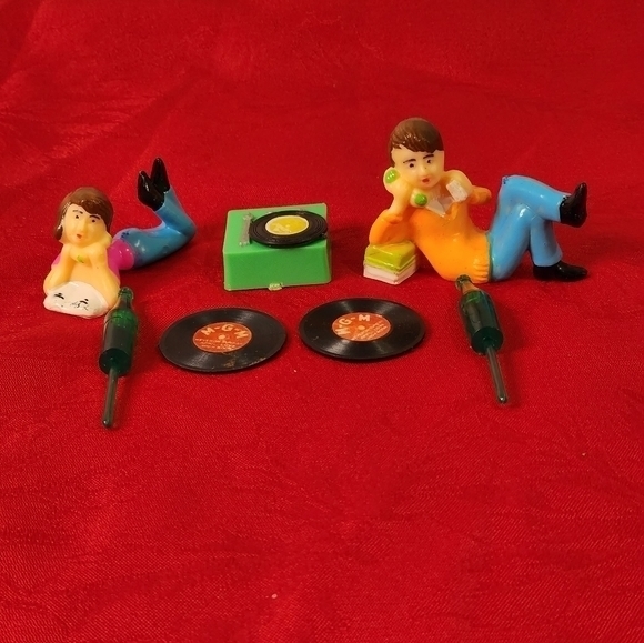 Wilson Other - Vintage Wilton Cake Topper Lot Retro Teenager Girl/Boy on phone set‎ of 7